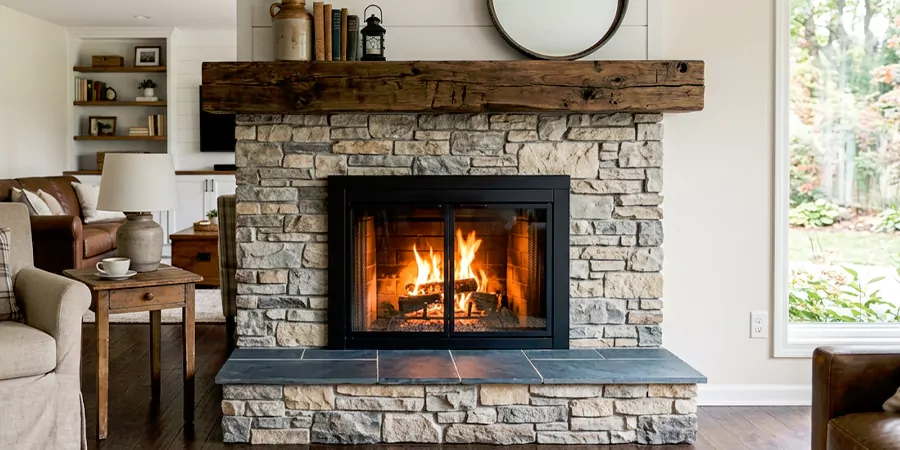 Modern and Farmhouse Fireplace Makeover North Brunswick